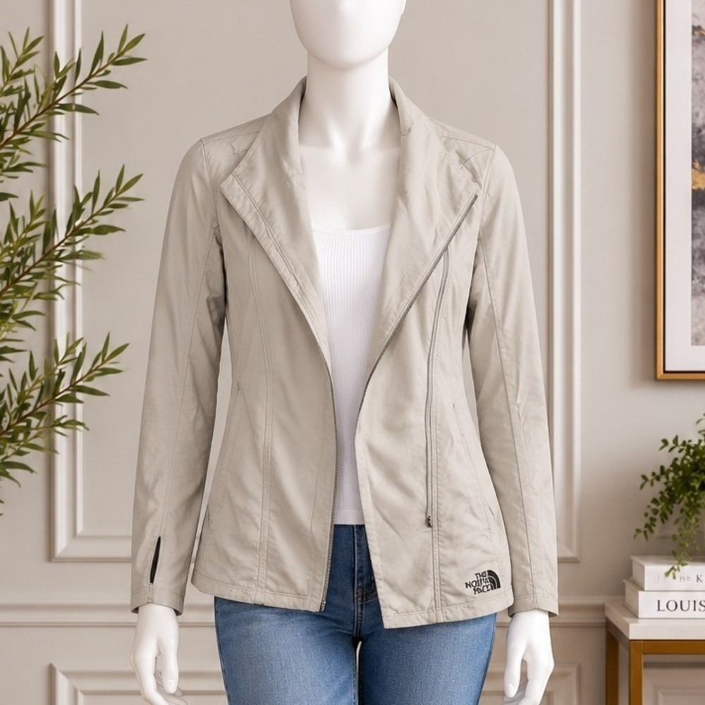The North Face Womens Agave Moto Jacket Asymmetrical Zip Oatmeal Small